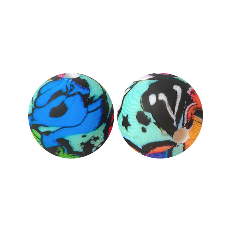 15mm Leopard Print Silicone Beads - Water Transfer Printed Daisy Round Beads for DIY Jewelry, Bead Pens, Loose Beads Wholesale #51-100