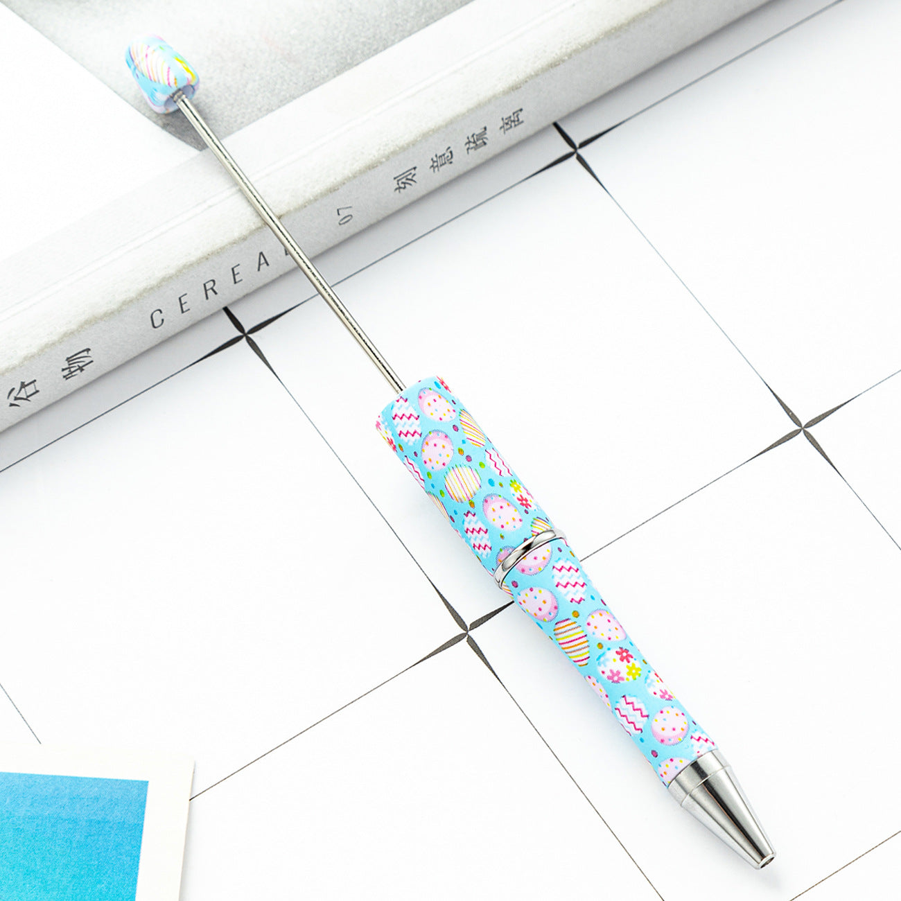 DIY plastic bead pen creative Easter rabbit ballpoint pen spot wholesale multi-color printing spinning bead pen