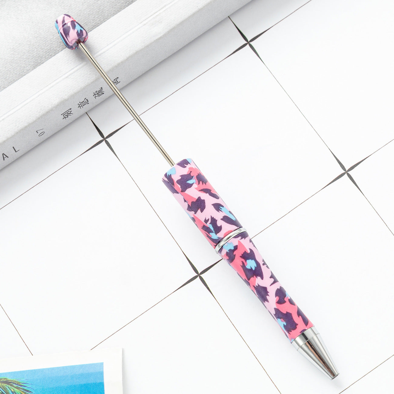 Pink and White Breast Cancer Awareness Ribbon Printed Beadable Pens