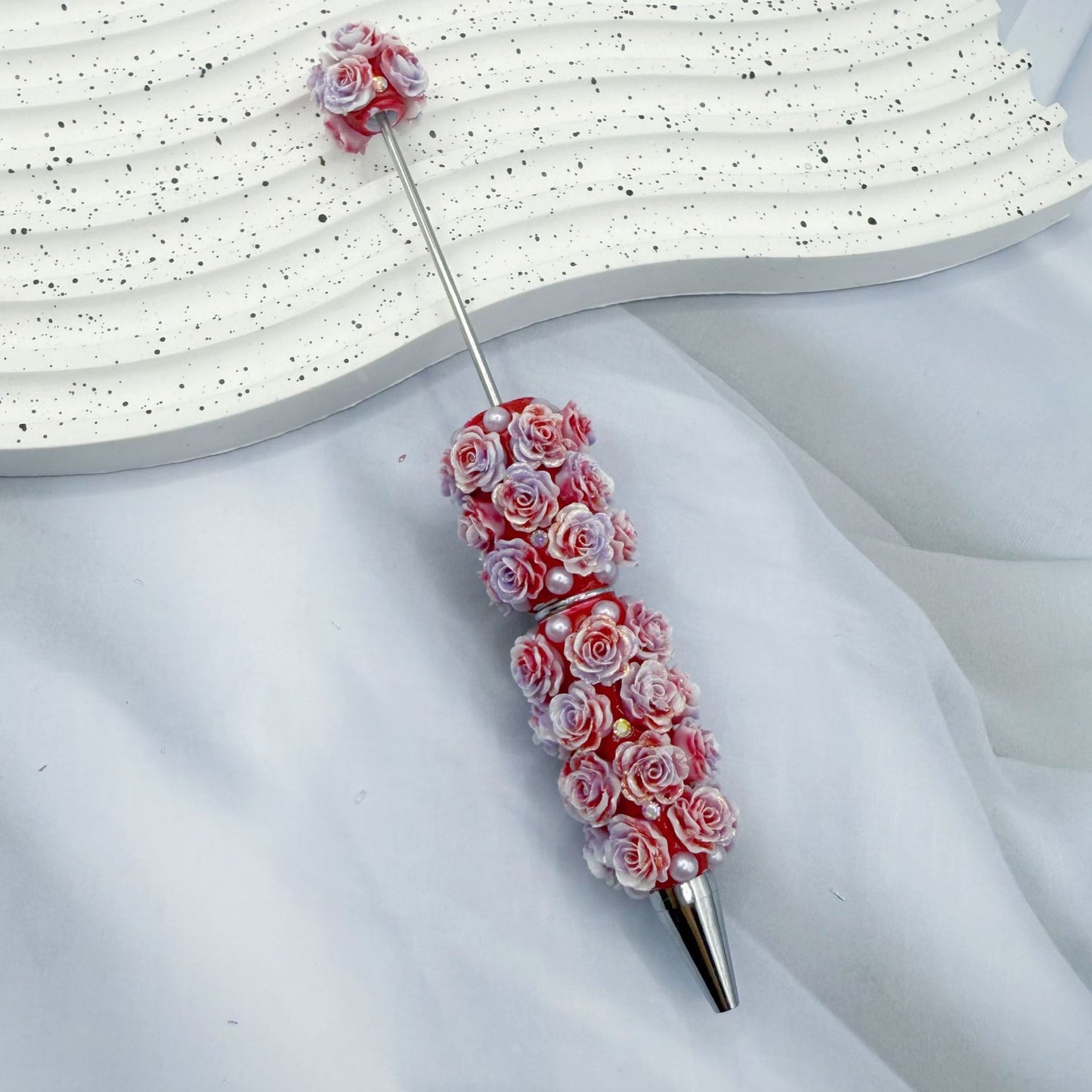 Rose Full Diamond Ball Pen High Value Handmade Heavy Industry Grain Pen Broken Ice Blue Theme Ball Pen Set