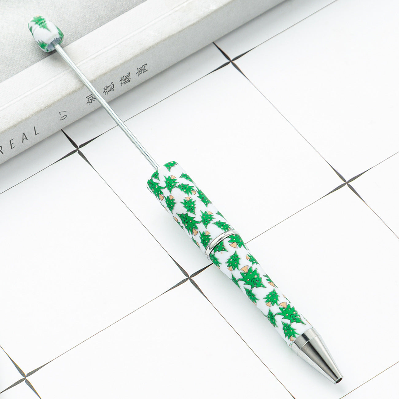 Green Christmas Tree Gingerbread and Lovely Red Color Christmas Santa Printed Beadable Pens