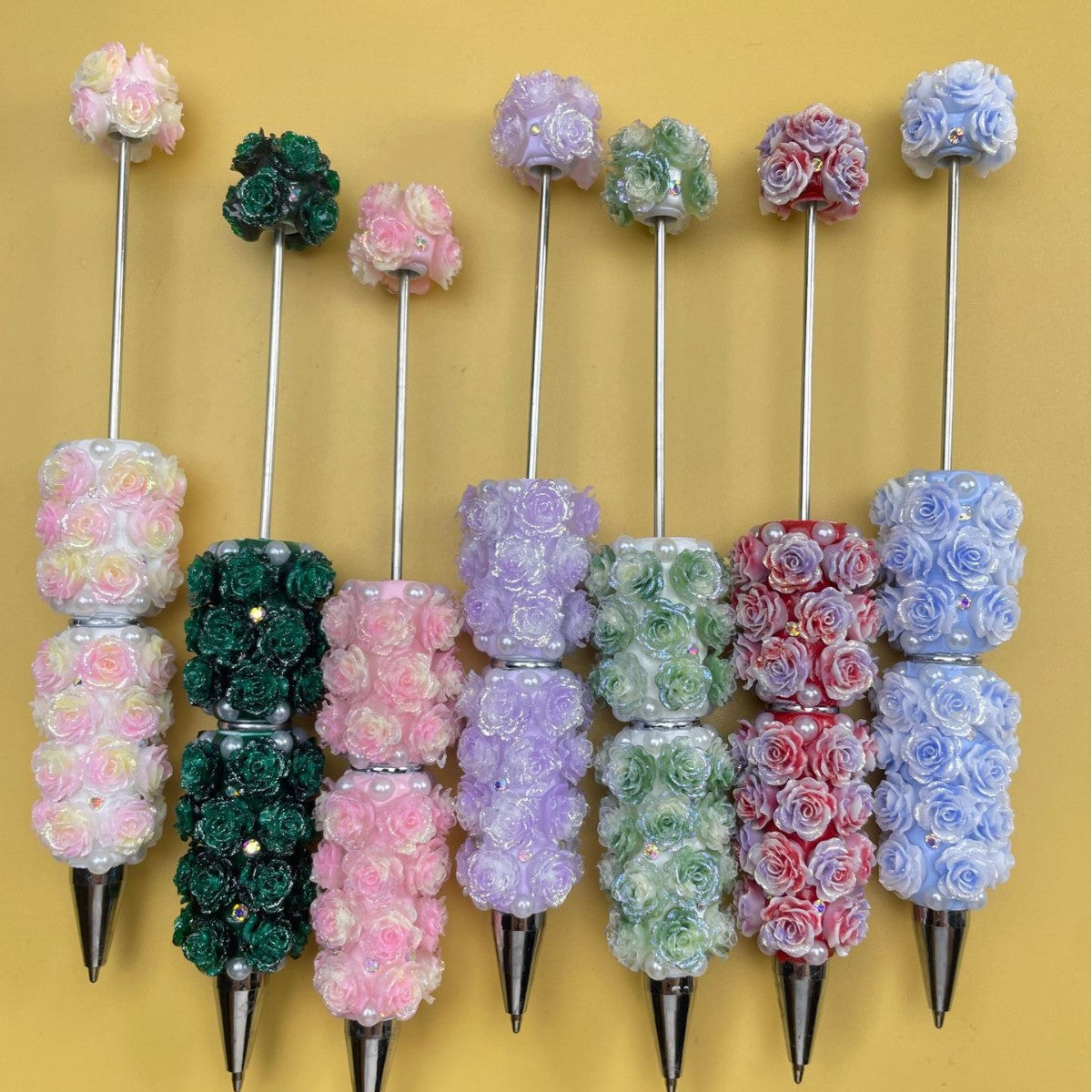 Rose pen new DIY full diamond full pearl bead pen hand sticker pearl bead ballpoint pen multi-color