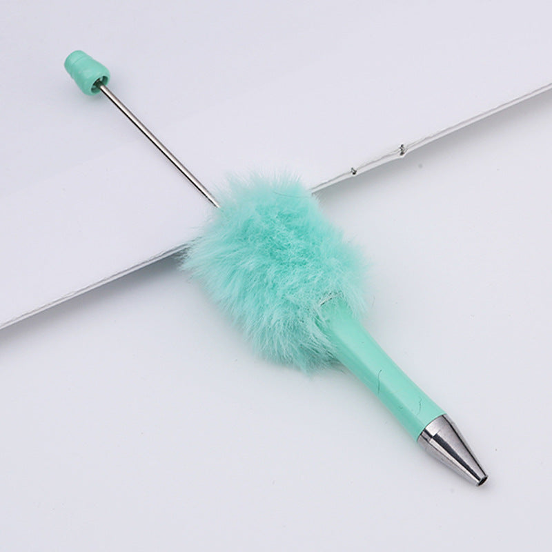 DIY plush bead pen new bead-piercing hairball bead pen cross-border Beadedpen cute cartoon gift pen