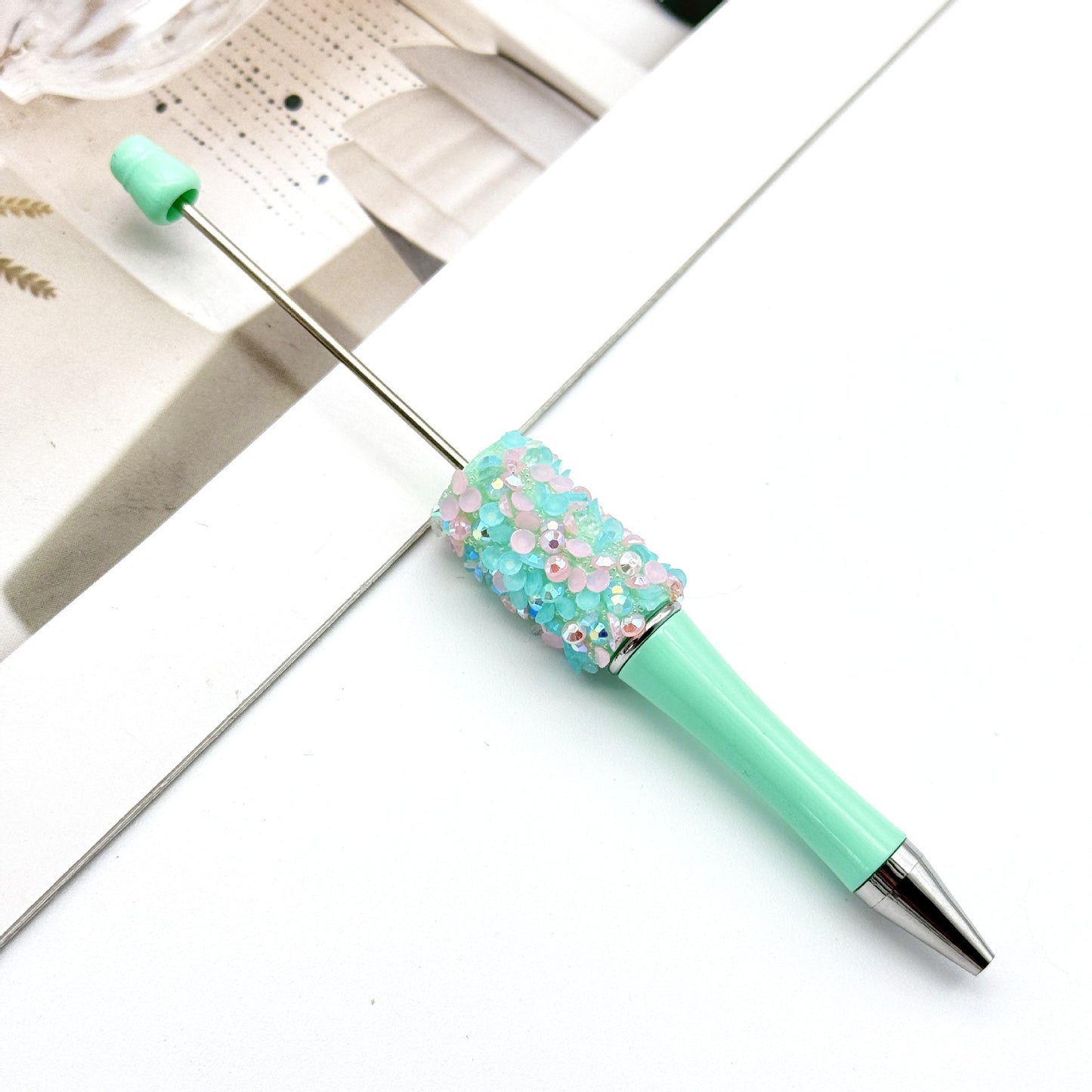 New DIY petal sequined bead pen, Macaron multi-color bead-piercing ballpoint pen cross-border sprouting pen manufacturers wholesale