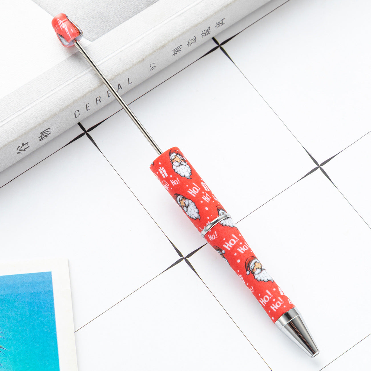 Green Christmas Tree Gingerbread and Lovely Red Color Christmas Santa Printed Beadable Pens