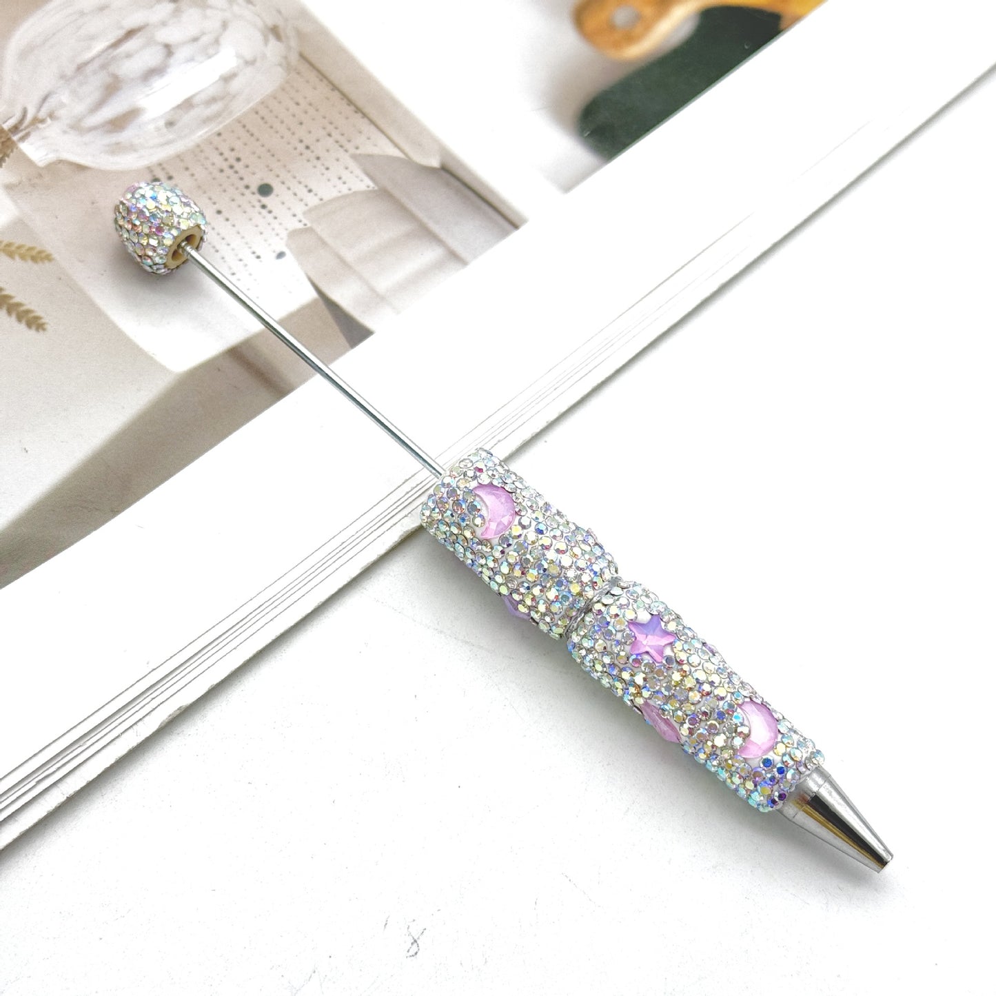 Cross-border DIY Star Moon Mocha Full Diamond Bead Pen, Creative Rhinestone Moe Grain Pen Colorful Gift Pen Wholesale