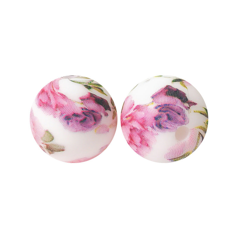 15mm Silicone Beads Water Transfer Beads DIY Jewelry Bead Pen Loose Beads Wholesale #151-200