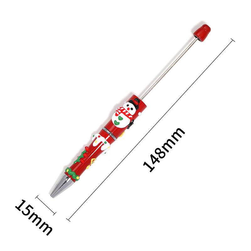 Cross-border Christmas hand-painted bead pen fashionable high-value cartoon bead pen new Santa Claus painted bead pen