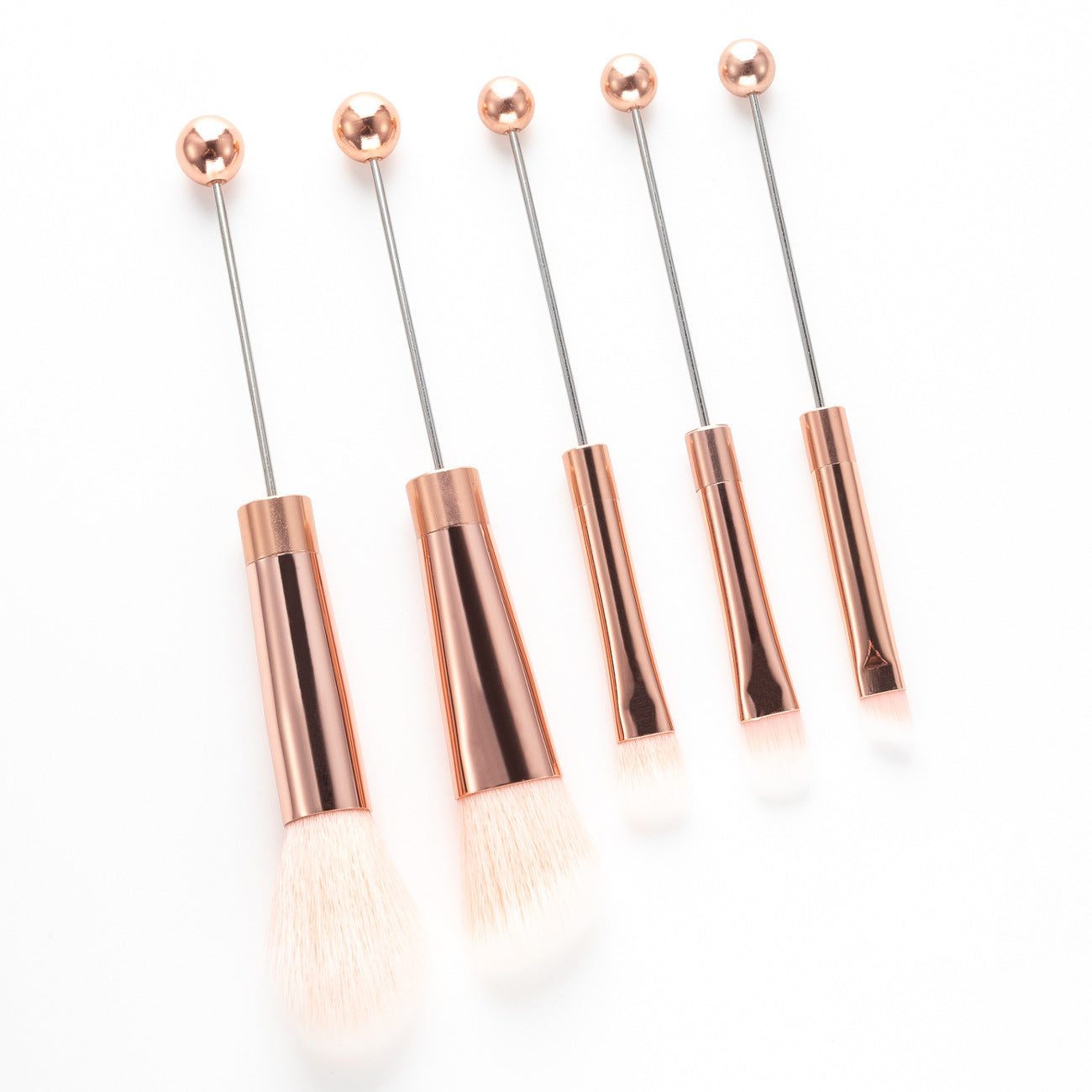 DIY metal handle string beads makeup brush set, concealer brush, eyeshadow brush, eyebrow brush, makeup, makeup tools wholesale