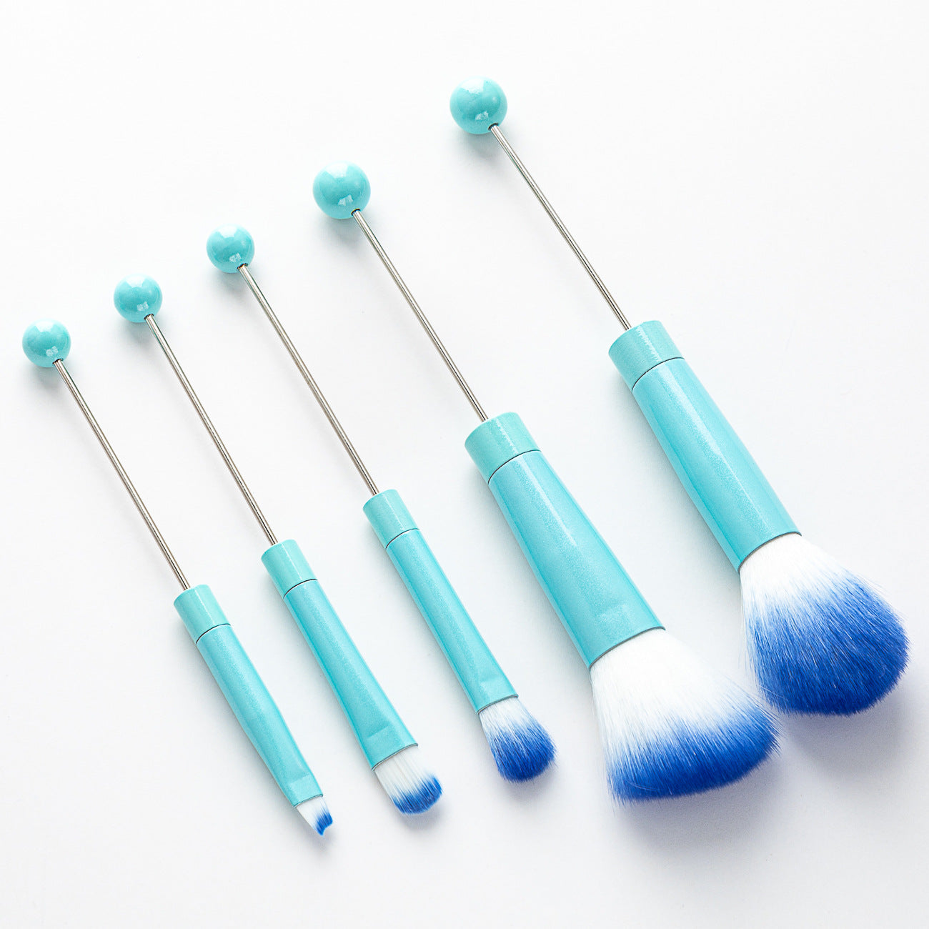 DIY metal handle string beads makeup brush set, concealer brush, eyeshadow brush, eyebrow brush, makeup, makeup tools wholesale