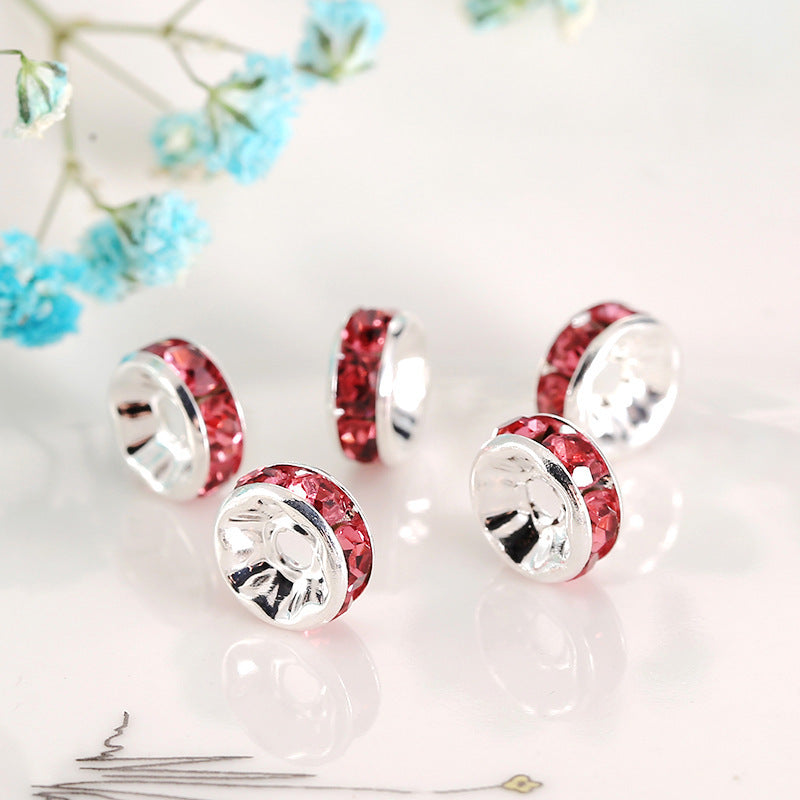 12Mm Hand-drilled Ring Spacer Beads, Colored Bracelet with Diamond Spacer Wheel Ring DIY Jewelry Accessories