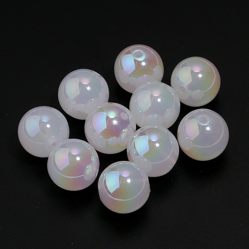 16Mm White Moonlight Plated Colored Round Beads Acrylic Magic Round Beads DIY Jewelry Accessories Versatile Pen Beads Beaded Loose Beads