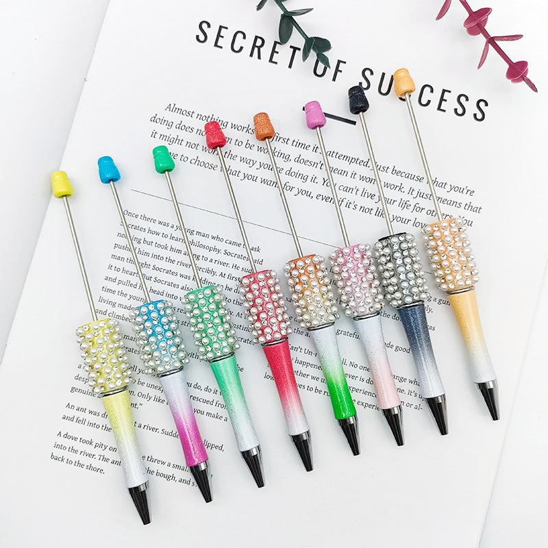 DIY Pearl Diamond Bead Pen Hand Sticker Diamond Ballpoint Pen Flash Diamond Pearl Diamond Beadedpen Spot Wholesale