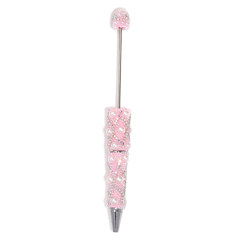 Cross-border explosion heavy industry full diamond pearl chain bead pen DIY rotating ballpoint pen mobile phone chain accessories material