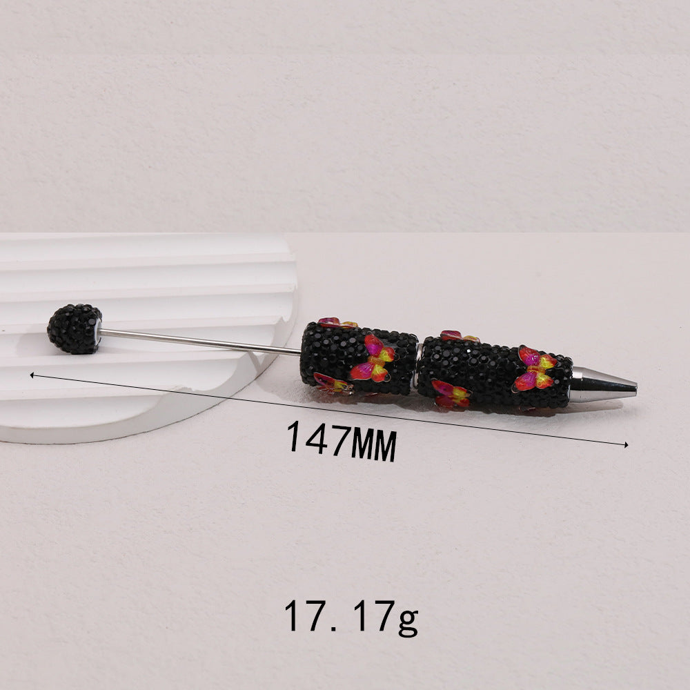 Cross-border creative butterfly soft pottery full of diamonds handmade bead pen DIY small gift gift pen creative ballpoint pen