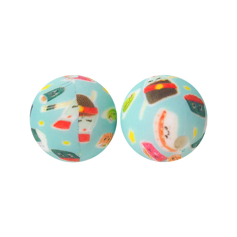 15mm Silicone Beads Water Transfer Beads DIY Jewelry Bead Pen Loose Beads Wholesale #201-250
