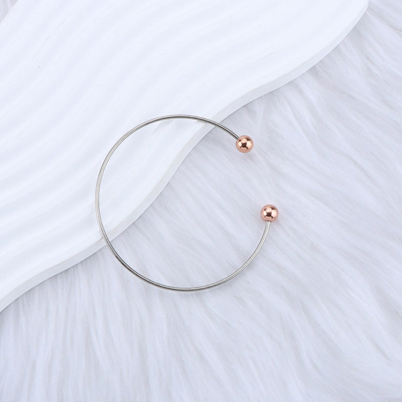 Large DIY Beadable Metal Bracelet with Rose-Gold Silver Gold Gun-Gray Black Round Balls