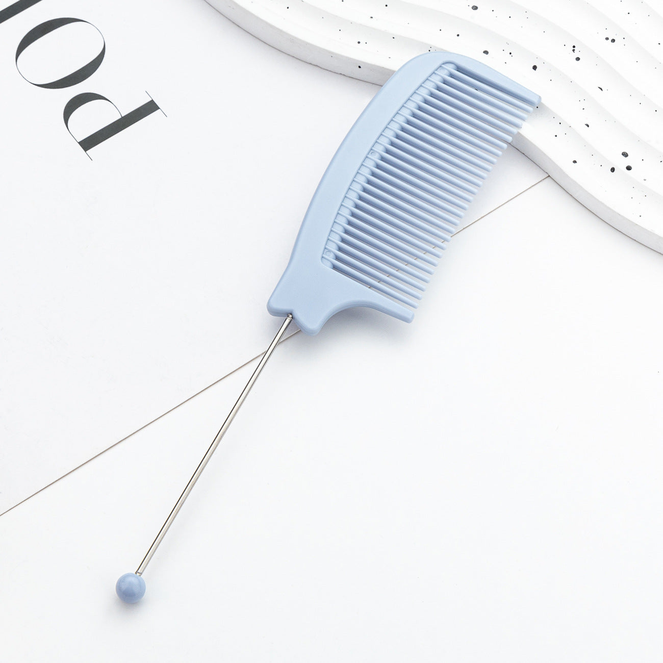 DIY Beaded Comb Hair Highlights Comb Beauty Styling Comb Steel Needle Comb Plastic Tip Tail Comb Hair Salon Hair Tool