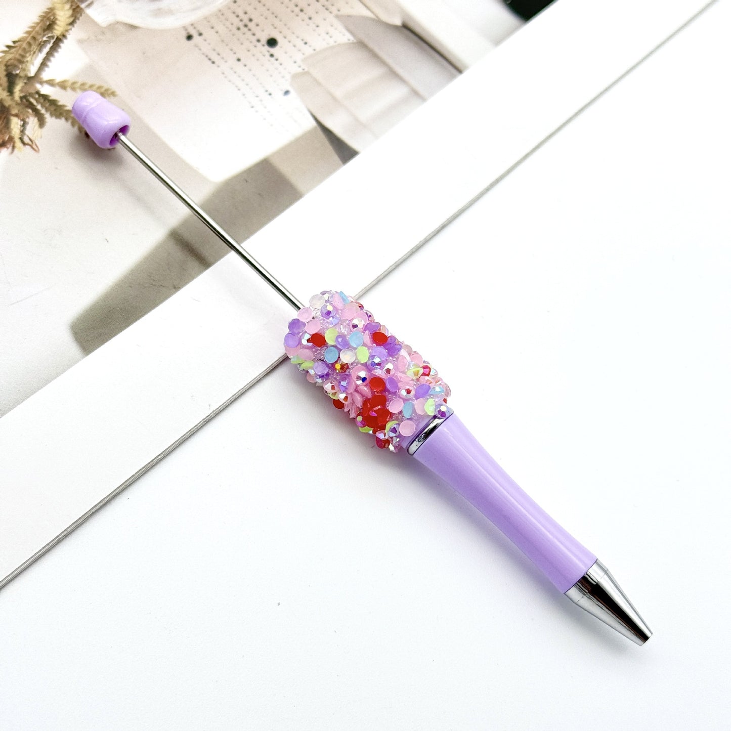 New DIY petal sequined bead pen, Macaron multi-color bead-piercing ballpoint pen cross-border sprouting pen manufacturers wholesale