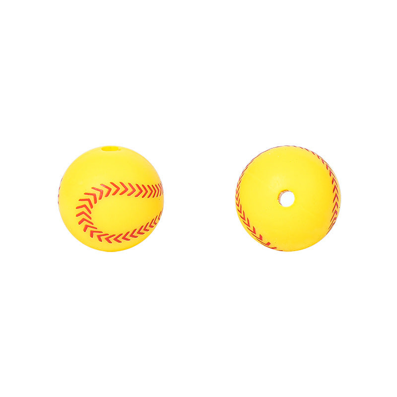 Factory Spot 15mm Silicone Beads Baby Teething Necklace Loose Beads Football Basketball Water Transfer Silicone Beads Wholesale
