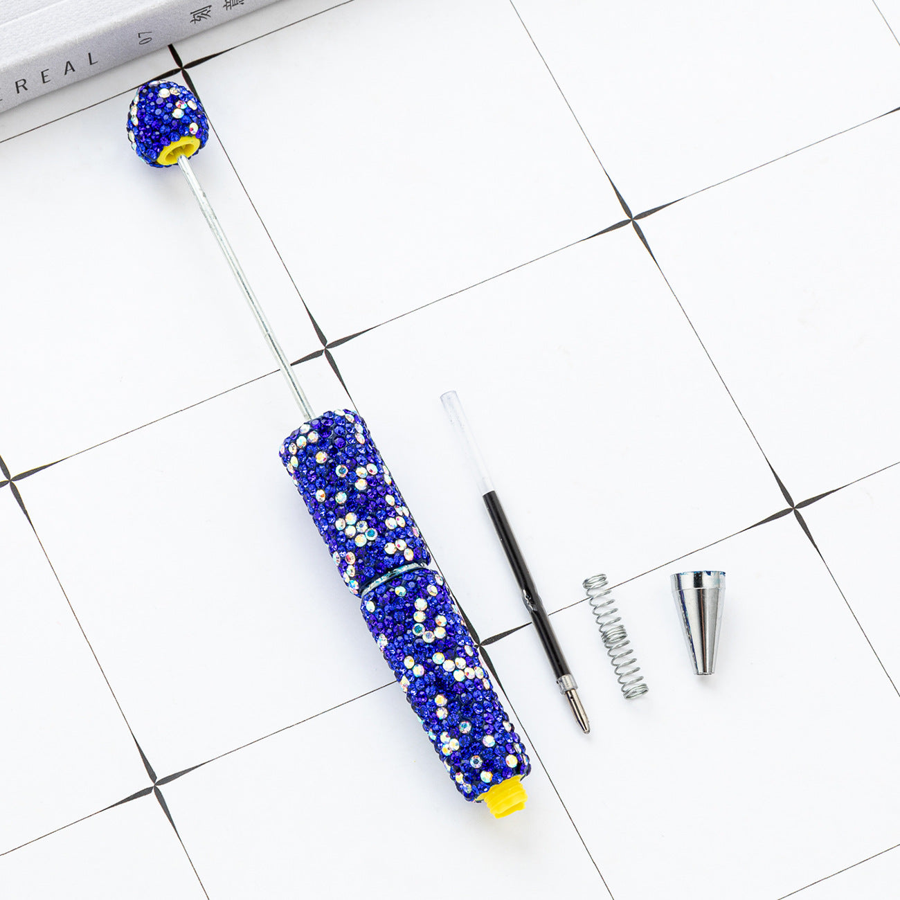 New DIY full diamond bead pen hand-attached drill AB colored diamond beaded ballpoint pen multi-color plastic bead pen wholesale