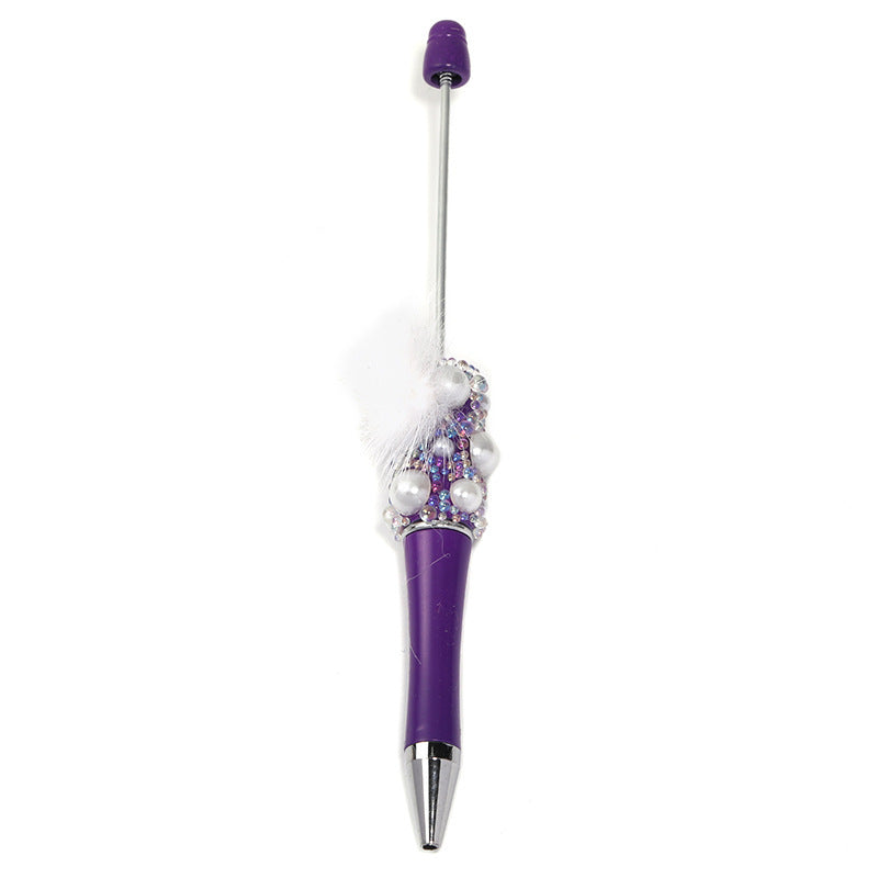 Soft cute pearl hairball DIY bead pen colorful bubble beads rotating ballpoint pen girl heart hand account gift pen