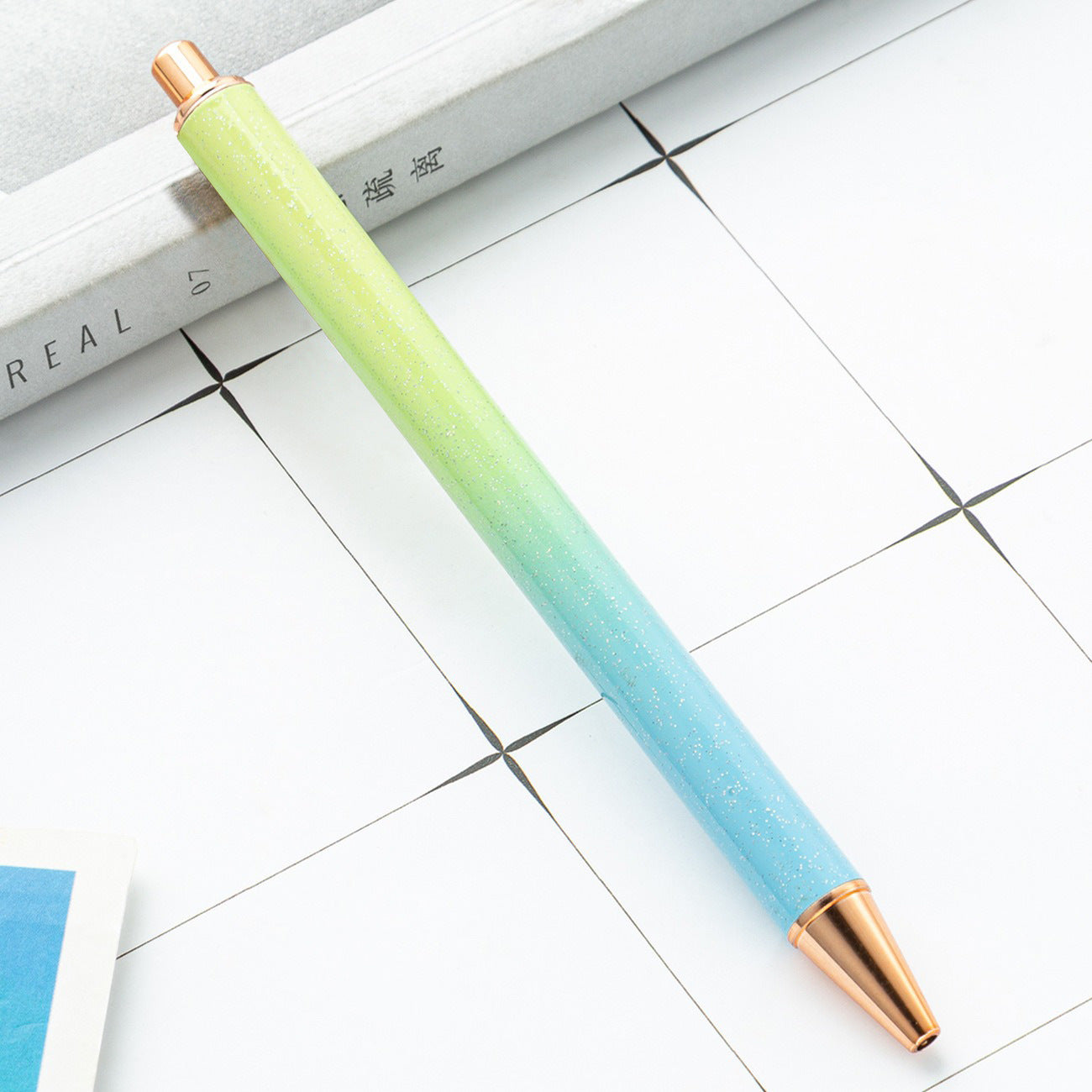 High-value metal press ballpoint pen, new creative glitter, metal stationery pen for students, spot press pen
