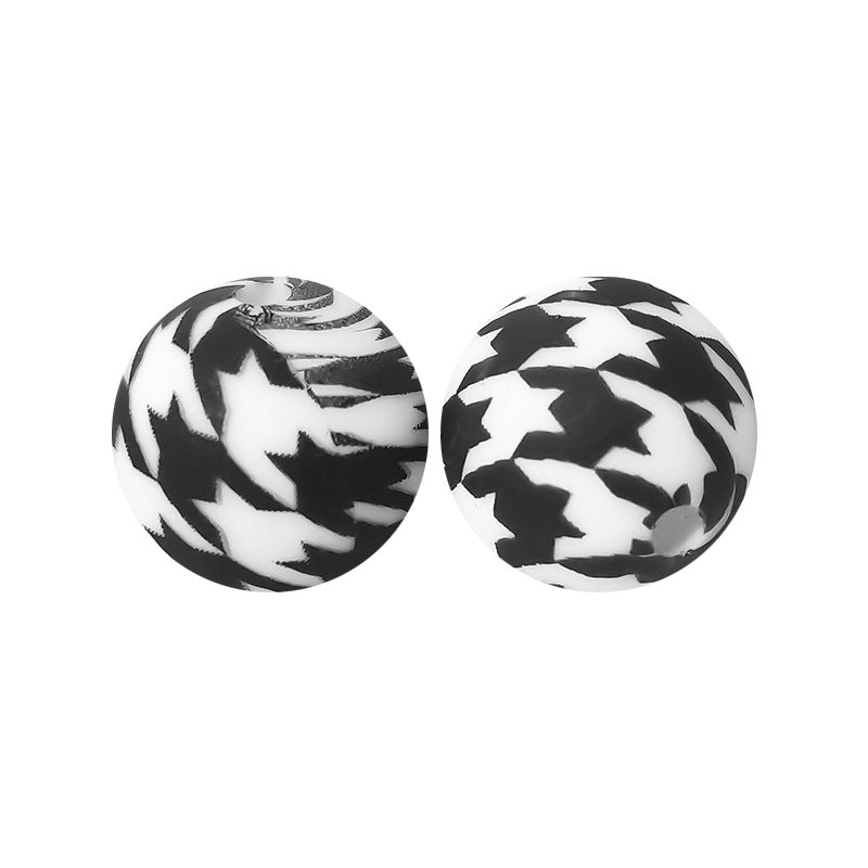 15mm Leopard Print Silicone Beads - Water Transfer Printed Daisy Round Beads for DIY Jewelry, Bead Pens, Loose Beads Wholesale #51-100