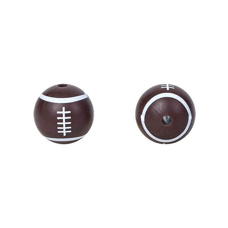 Factory Spot 15mm Silicone Beads Baby Teething Necklace Loose Beads Football Basketball Water Transfer Silicone Beads Wholesale
