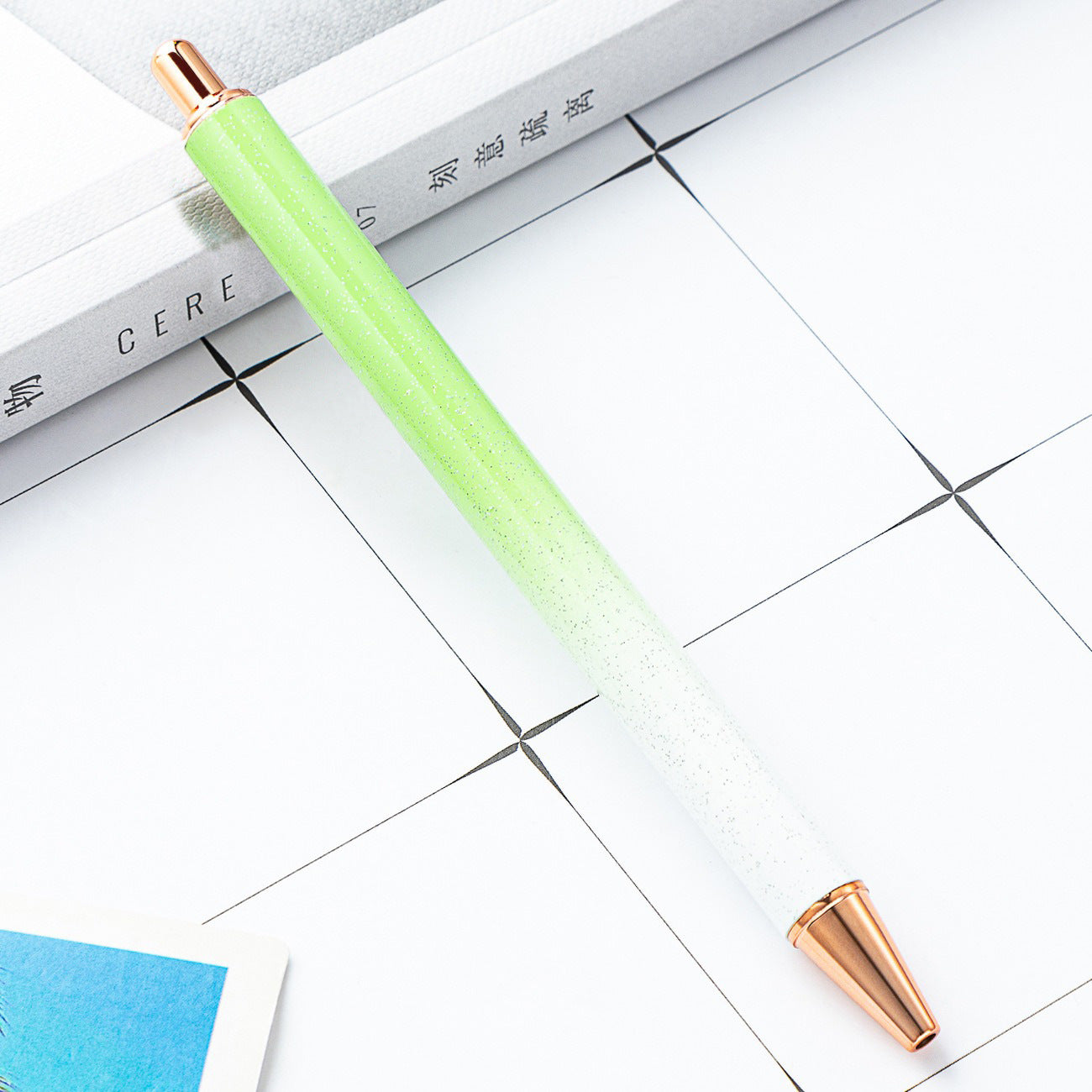 High-value metal press ballpoint pen, new creative glitter, metal stationery pen for students, spot press pen