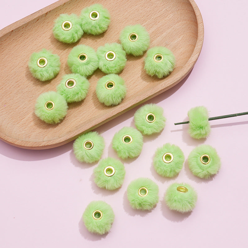 Imitation Rabbit Fur Plush Hanging Ball Beads Beads 20mm Straight Hole Hairball Beads DIY Mobile Phone Chain Accessories