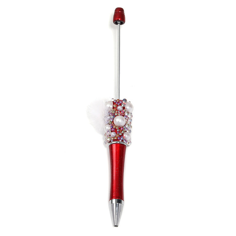 Soft cute pearl hairball DIY bead pen colorful bubble beads rotating ballpoint pen girl heart hand account gift pen