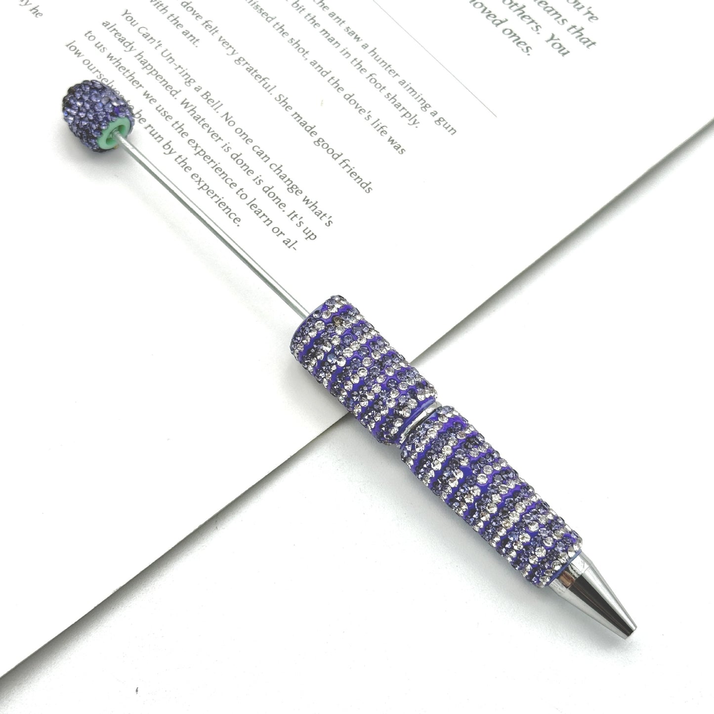 Creative Stripe Full Diamond Ballpoint Pen DIY Beaded Stripe Full Diamond Multicolor Bead Pen Rotary Beaded Grain Pen