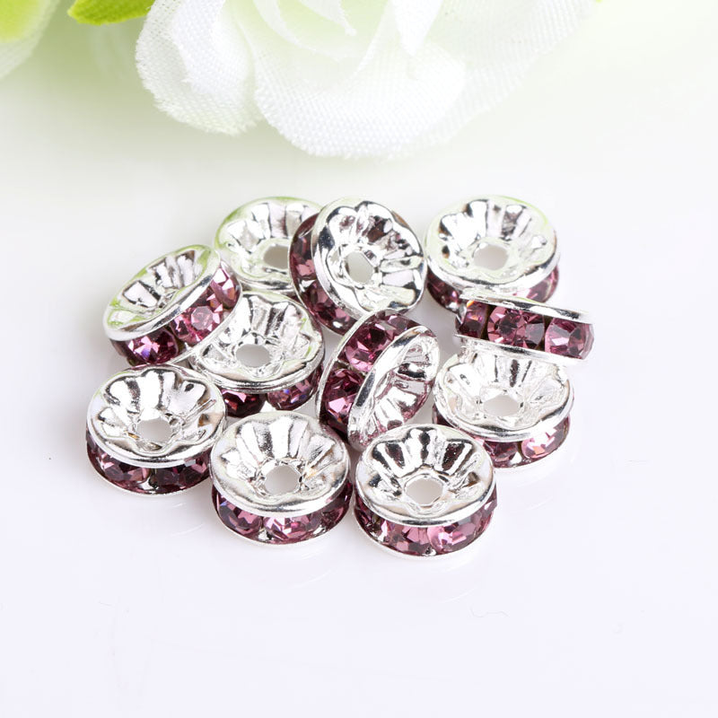 12Mm Hand-drilled Ring Spacer Beads, Colored Bracelet with Diamond Spacer Wheel Ring DIY Jewelry Accessories