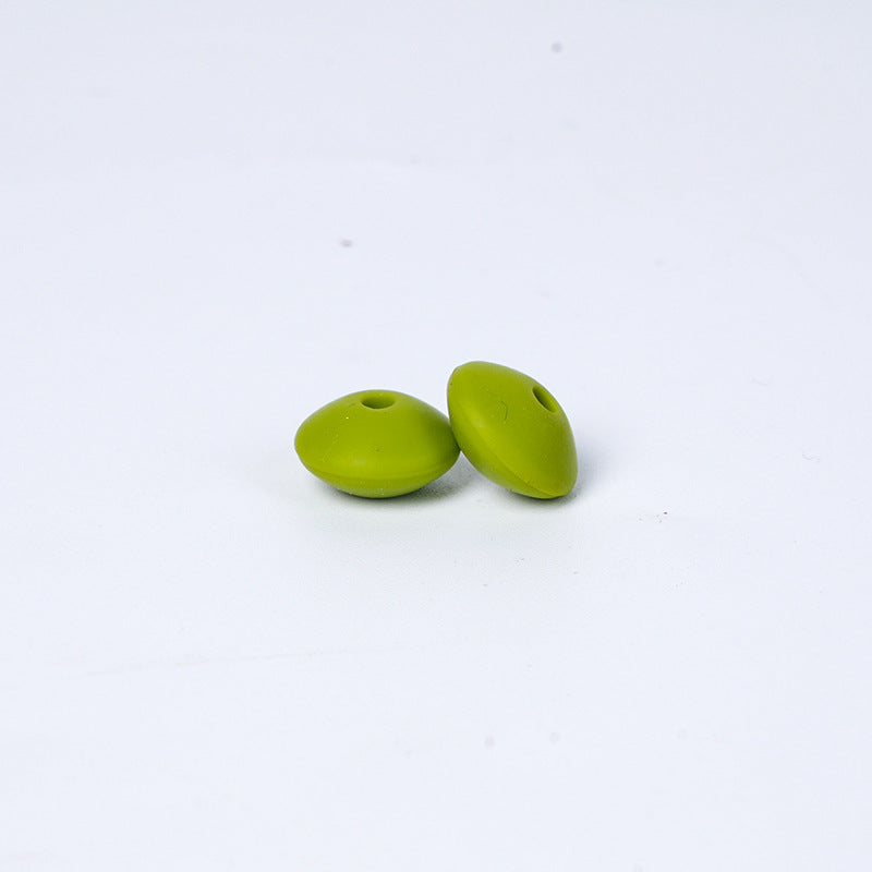 Spot Silicone Beads European and American Jewelry 12mm Small Beads DIY Necklace Beaded Oval Lentil Loose Beads Wholesale