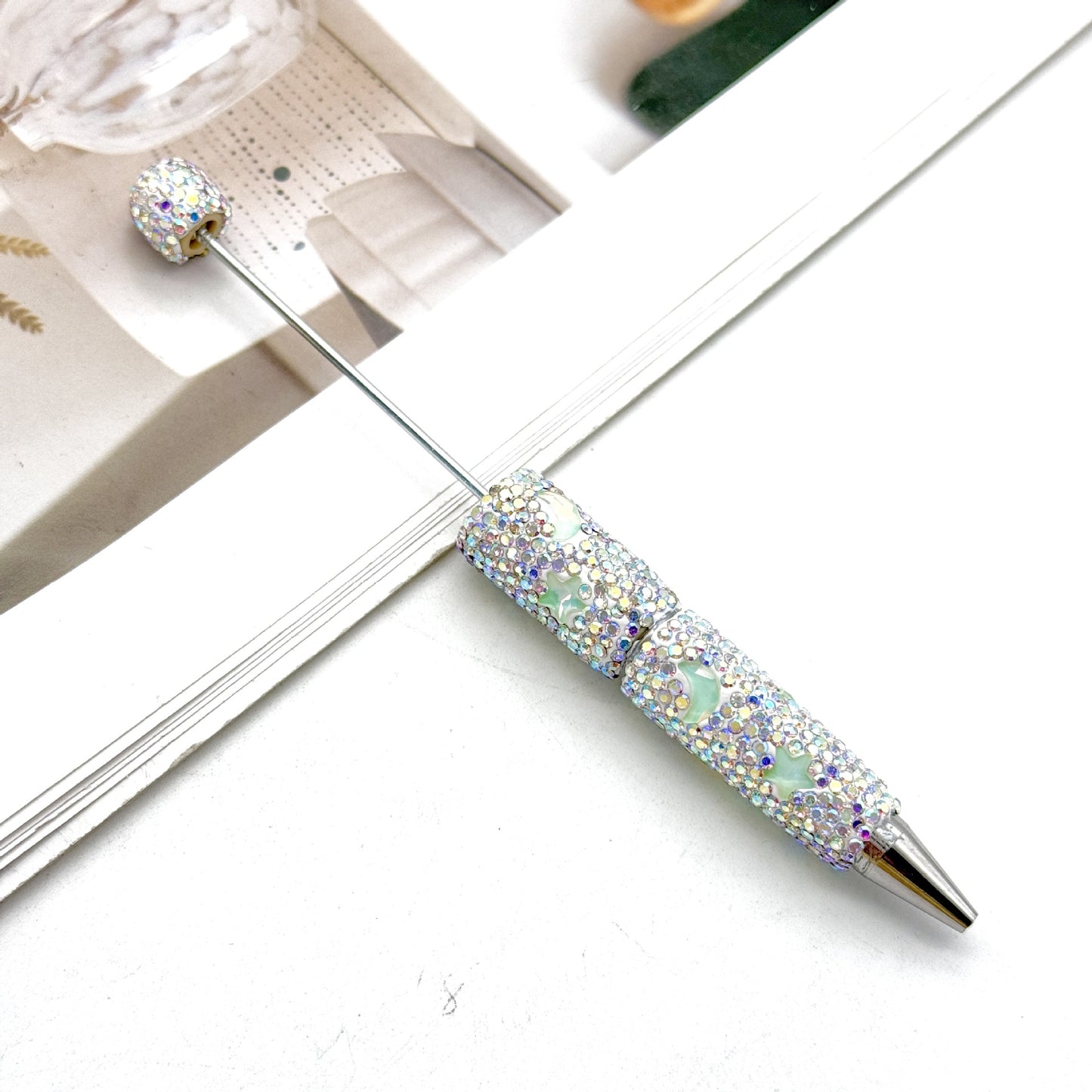 Cross-border DIY Star Moon Mocha Full Diamond Bead Pen, Creative Rhinestone Moe Grain Pen Colorful Gift Pen Wholesale