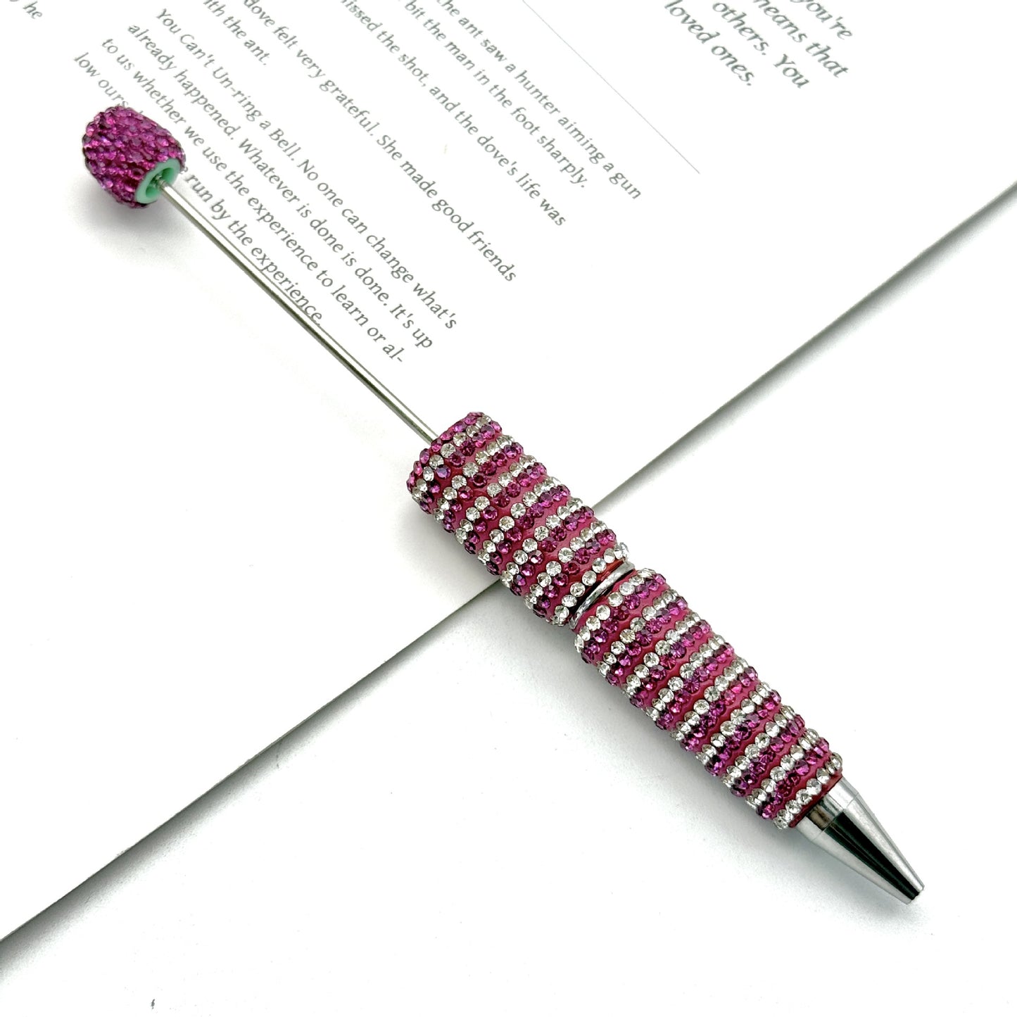 Creative Stripe Full Diamond Ballpoint Pen DIY Beaded Stripe Full Diamond Multicolor Bead Pen Rotary Beaded Grain Pen