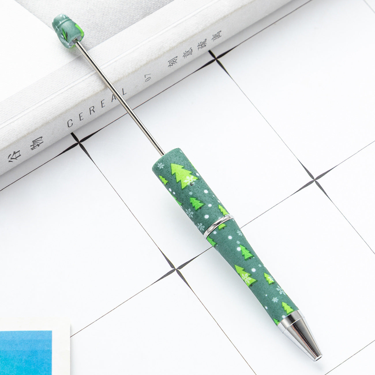 Green Christmas Tree Gingerbread and Lovely Red Color Christmas Santa Printed Beadable Pens