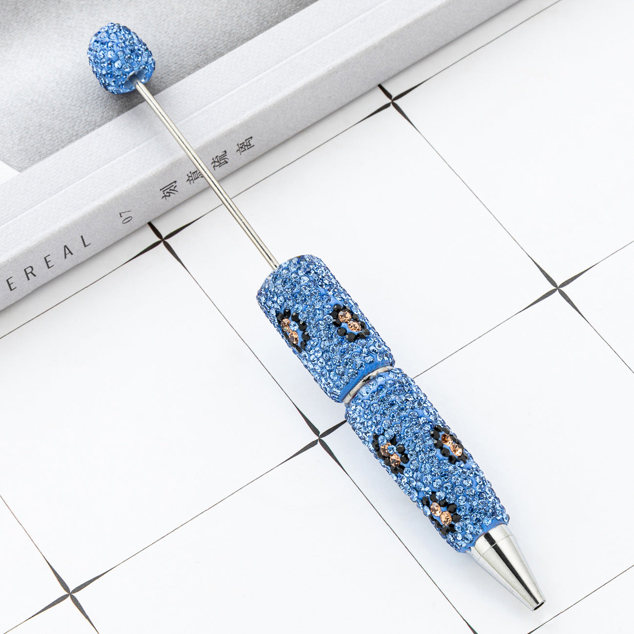 New DIY leopard print bead pen handmade diamond-set beaded ballpoint pen multi-color plastic bead pen wholesale