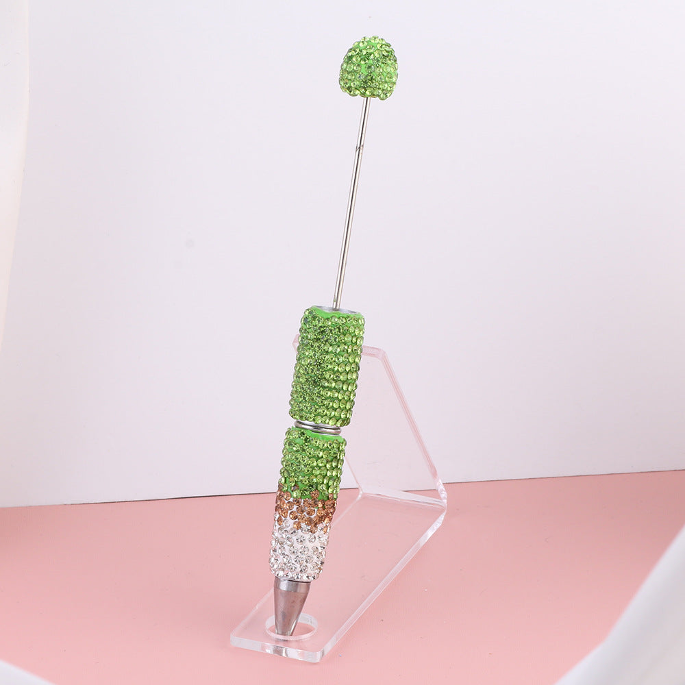 Beadable Pens with Christmas Red Green AB Color Clay Rhinestones Covered the Entire Pen