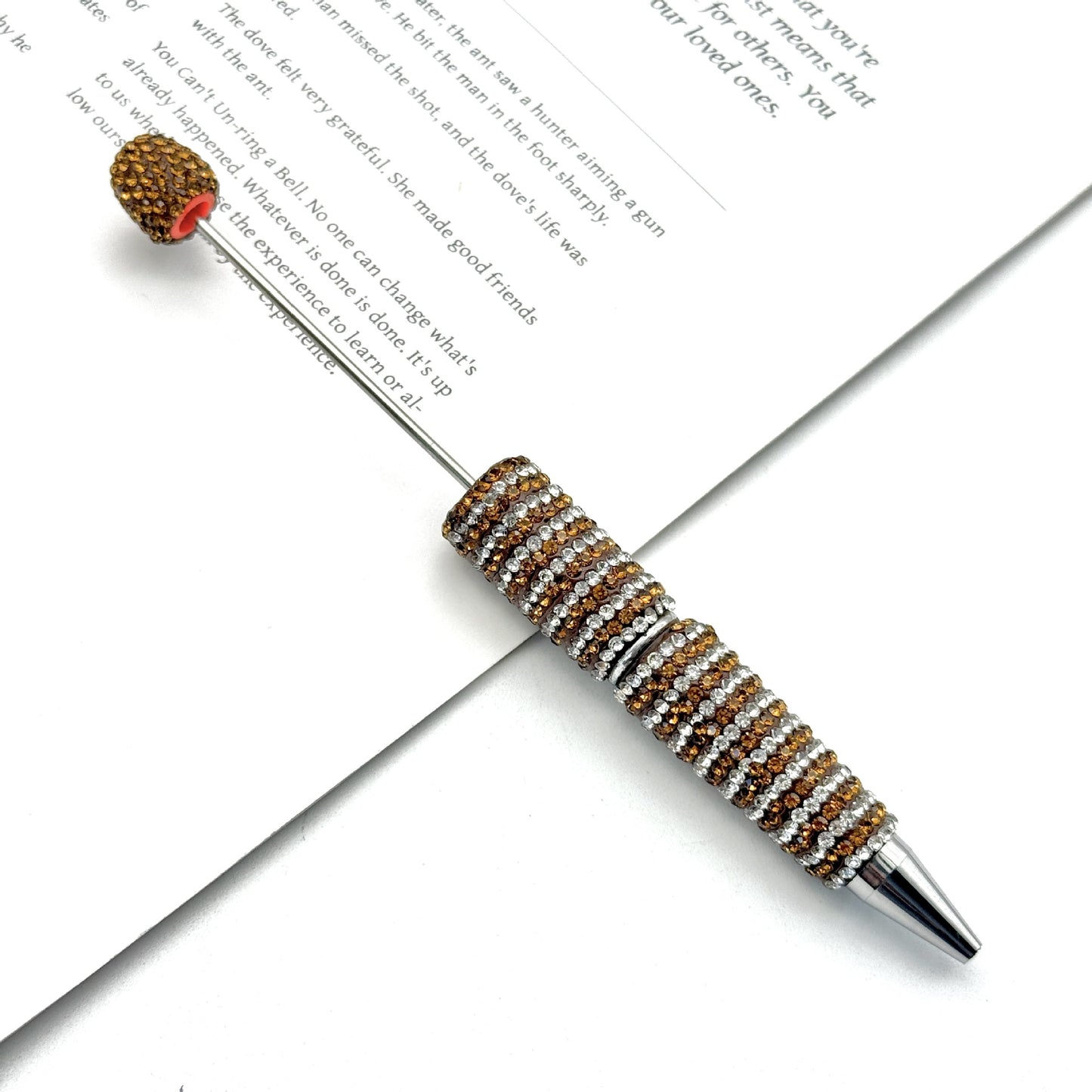 Creative Stripe Full Diamond Ballpoint Pen DIY Beaded Stripe Full Diamond Multicolor Bead Pen Rotary Beaded Grain Pen