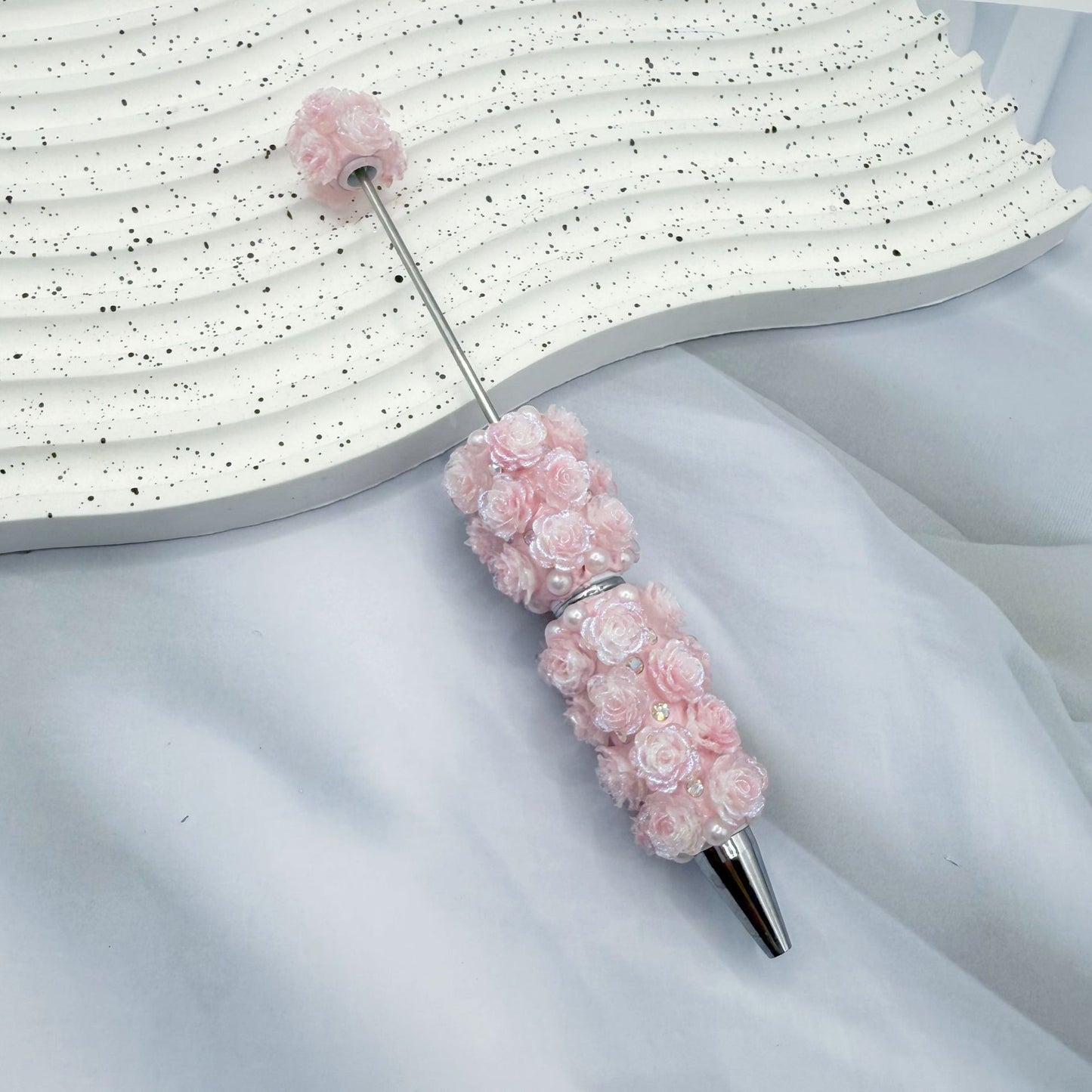 Rose Full Diamond Ball Pen High Value Handmade Heavy Industry Grain Pen Broken Ice Blue Theme Ball Pen Set