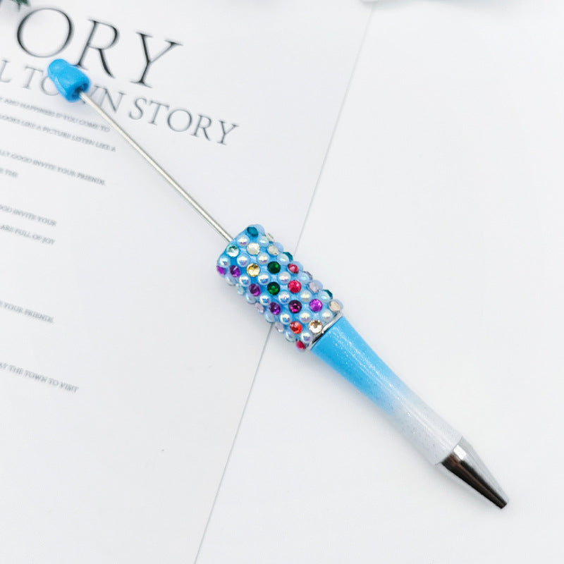 Gradual change color candy diamond bead pen DIY handmade diamond pearl agate ballpoint pen, cute creative gift pen