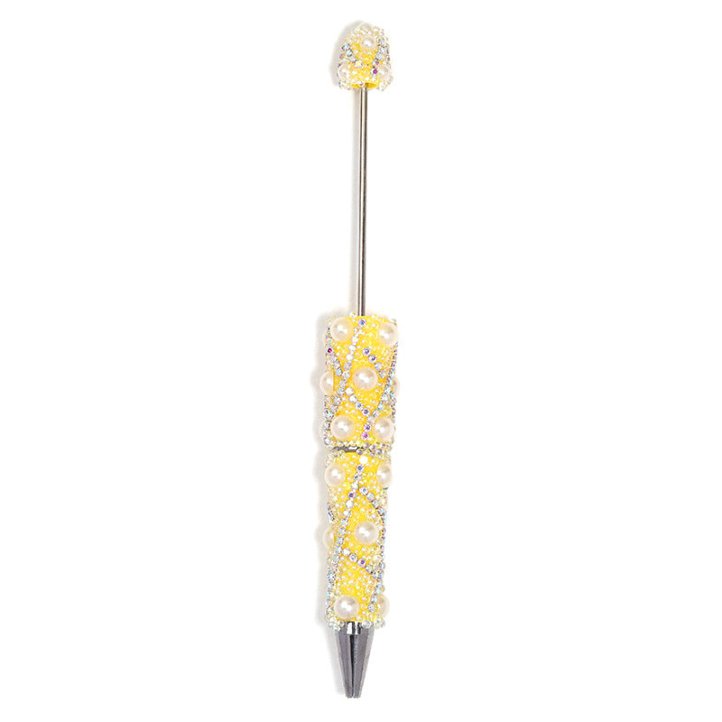 Cross-border explosion heavy industry full diamond pearl chain bead pen DIY rotating ballpoint pen mobile phone chain accessories material