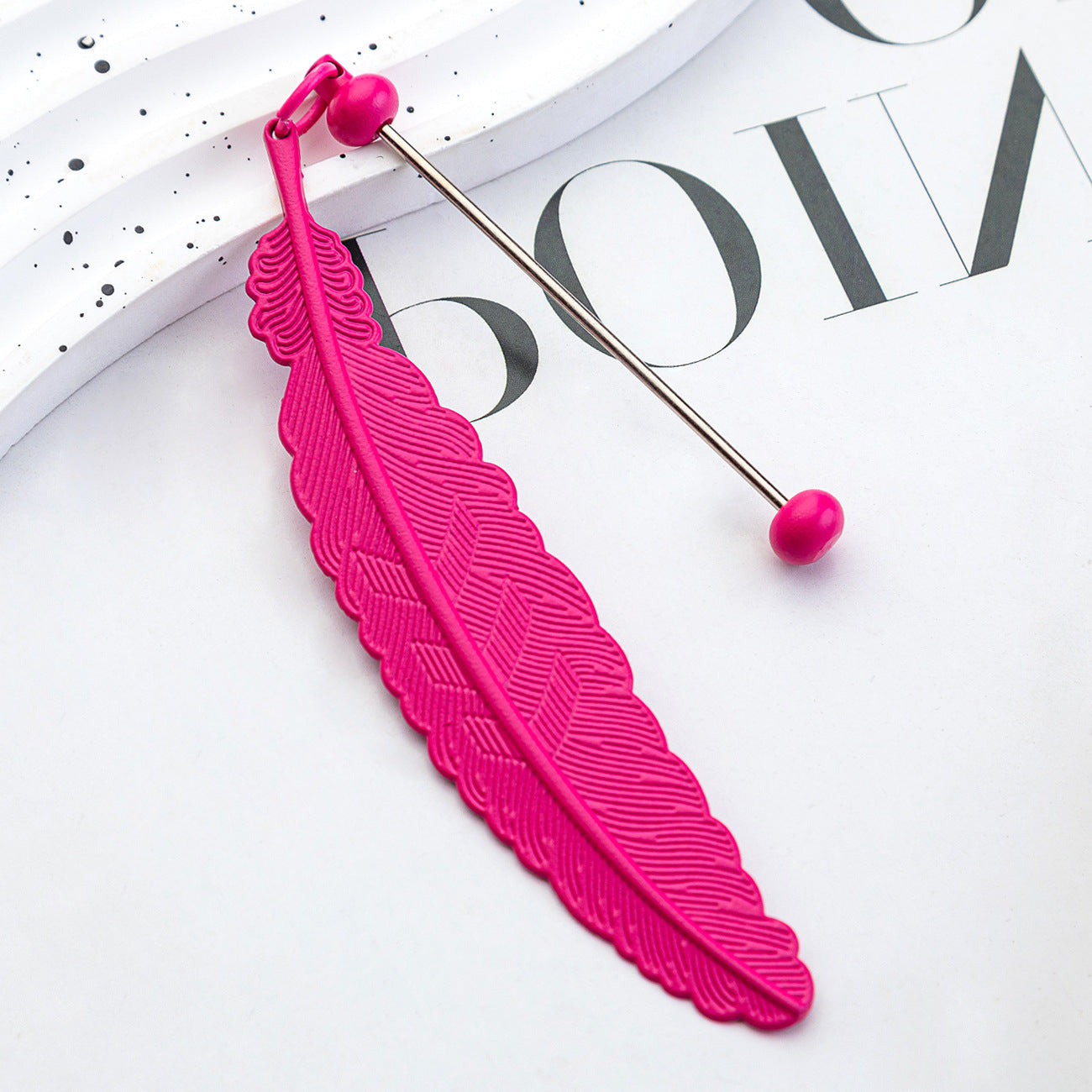 Spot metal feather bookmark creative DIY beaded bookmark pendant children's reward small gift mark book page folder