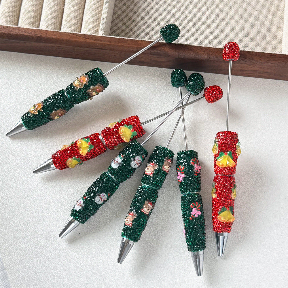 Christmas new full diamond bead pen DIY luminous full diamond pen heavy industry advanced rhinestone pen ballpoint pen manufacturer wholesale