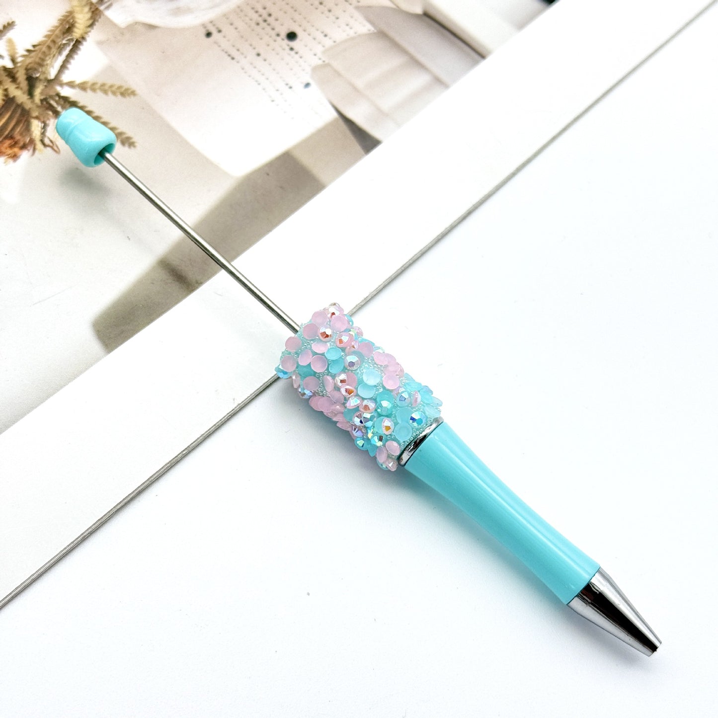 New DIY petal sequined bead pen, Macaron multi-color bead-piercing ballpoint pen cross-border sprouting pen manufacturers wholesale