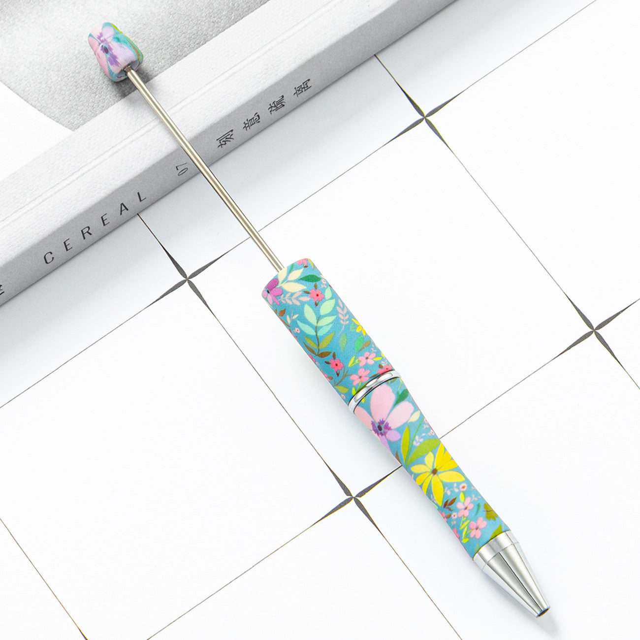DIY plastic bead pen creative handmade leopard print floral cow bead pen wholesale printing new plastic bead pen