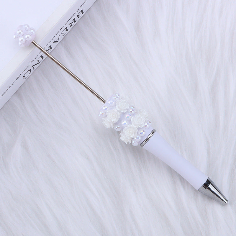 DIY new heavy industry bead pen, flower pearl bead pen, handmade patch pen cap with drill swirling gift pen