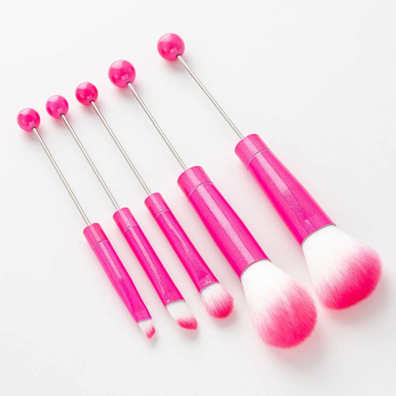 DIY metal handle string beads makeup brush set, concealer brush, eyeshadow brush, eyebrow brush, makeup, makeup tools wholesale